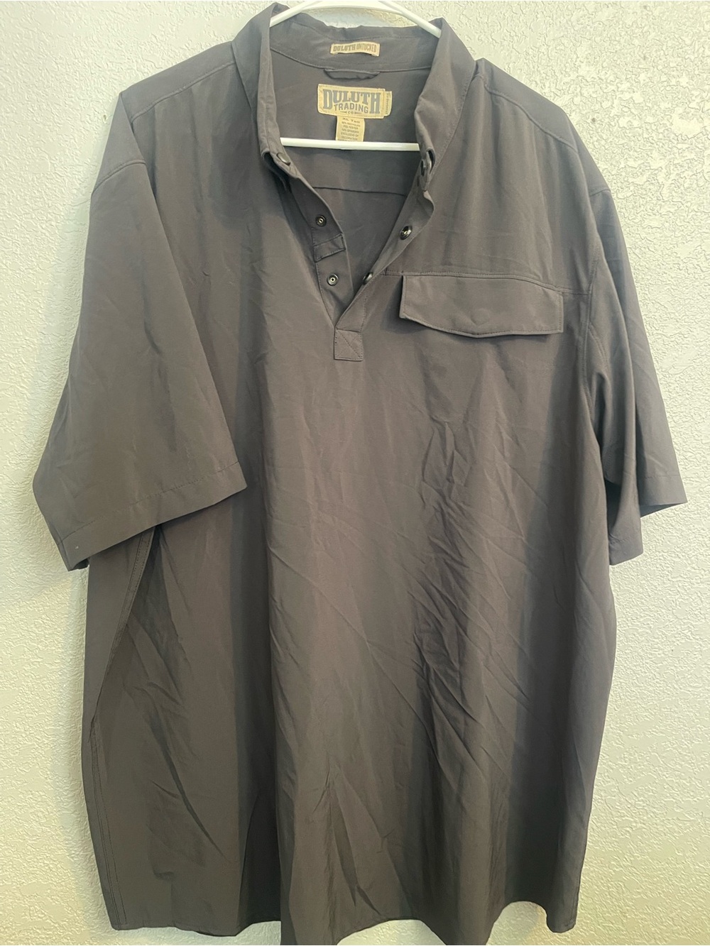 Duluth Trading Co Short Sleeve Pullover Shirt - Charcoal Gray